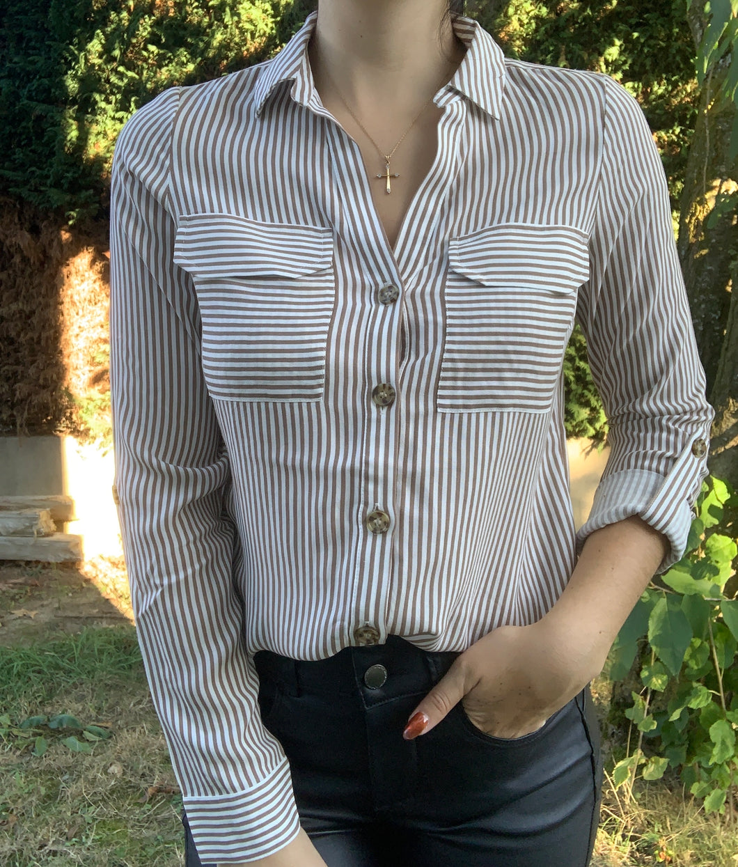 Chemise Rayée Marron